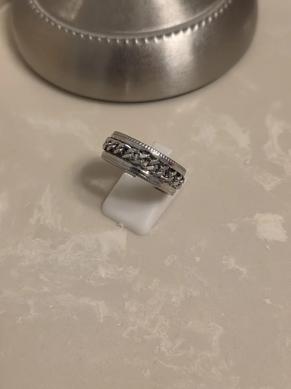 Men's Stainless Steel Chain Link Spinner Ring Size 9